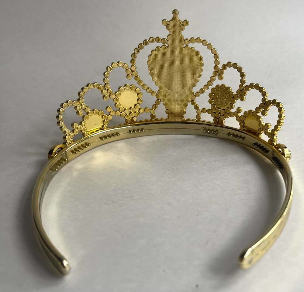 Gold Plastic Princess Tiara Crown with Amber Heart Gem - Picture 4 of 7